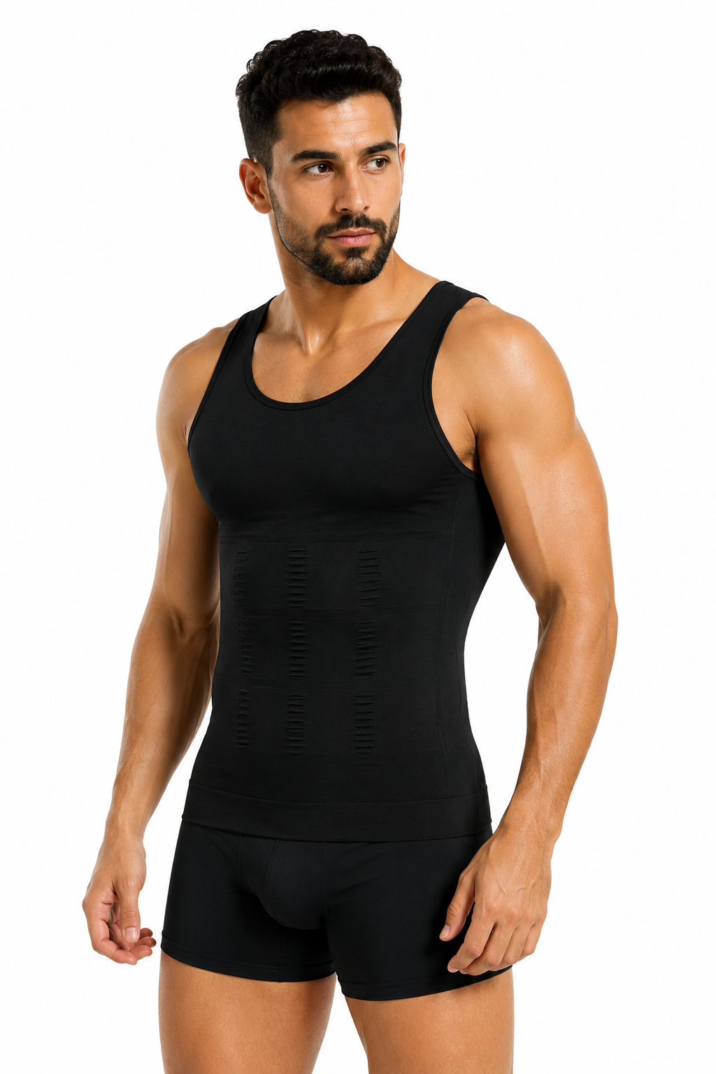 Gilet shapewear homme ZenFit blanc — compression abdominale multi-zones